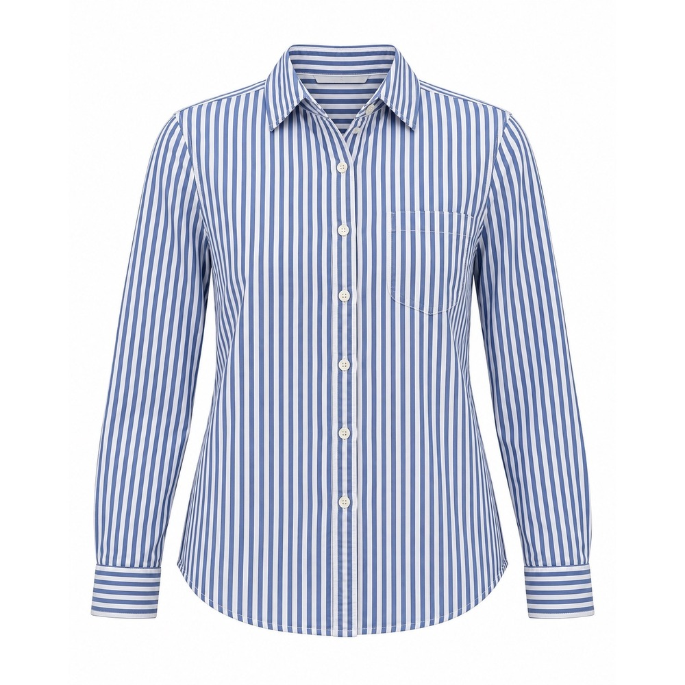 Old Navy Womens XXL Blue White Striped Cotton Long Sleeve Button Down Shirt